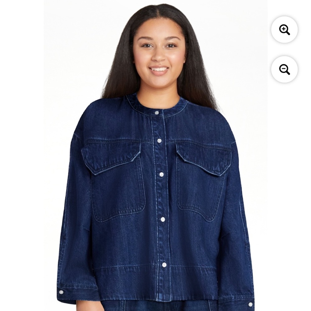 Dark Indigo Denim Jacket - Women's Relaxed Shacket